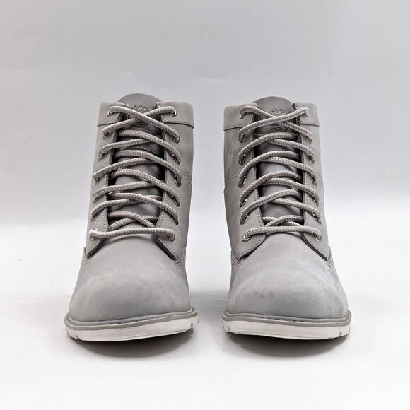 Timberland Women Campton Light Grey Nubuck Waterproof 6in Boots size 8.5 - Picture 3 of 11